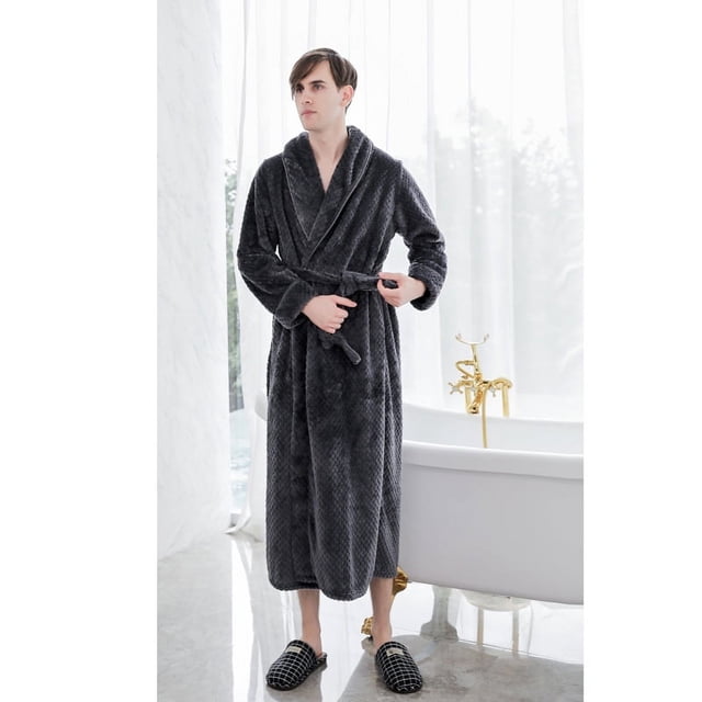 Camisón de franela alargado y grueso para parejas, para otoño e invierno, albornoces para hombres y mujeres, pijamas de vellón coral extragrandes