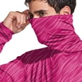 thumbnail image 5 of Havenx Upf 50+ Sun Protection Hooded Shirt for Men Texture Print Long Sleeve Shirt with Mask Rapid Dry Hoodie Shirt Fishing Casual Summer Lightweight Hiking Blouses,Hot Pink L, 5 of 6