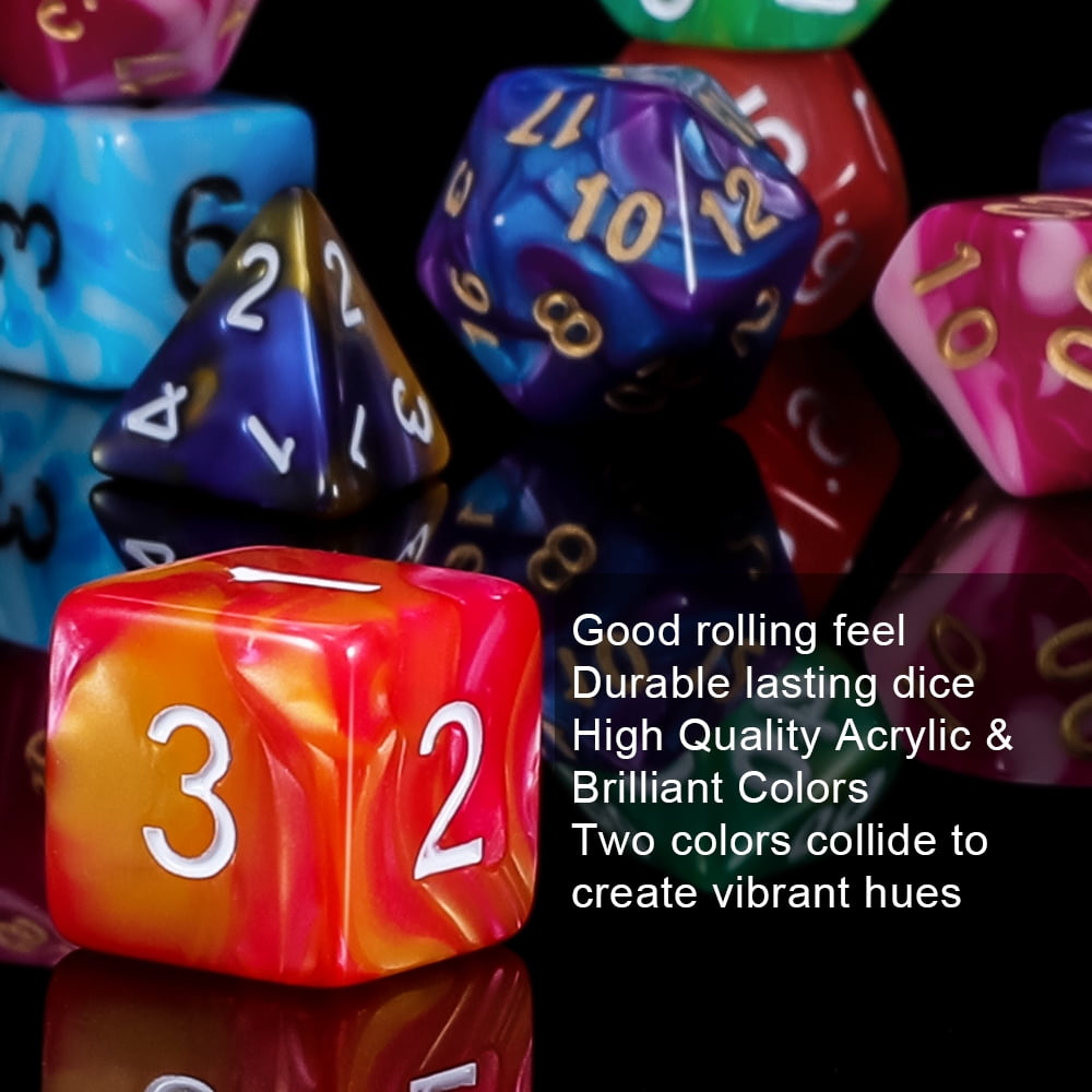CiaraQ DND Dice Sets - 6 X 7 Polyhedral Dice (42pcs) with 6 Blue Drawstring Bags for Dungeons and Dragons, RPG, MTG,Role Playing Table Game