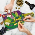 thumbnail image 4 of Mardi Gras Cutting Board, Colorful Bands Vivid Beads Feathers and Crown, Decorative Tempered Glass Cutting and Serving Board, Wine Bottle Shape, Lime Green Magenta, by Ambesonne, 4 of 5