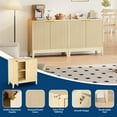 thumbnail image 3 of Modern Fluted Sideboard Buffet Cabinet – 32 Inch Console Table with Adjustable Shelf, 2 Doors, Ideal for Living Room, Dining Room, Kitchen, Entryway – Oak Color, 3 of 7