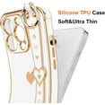 thumbnail image 3 of for iPhone 13 Pro Case Cute Love-Heart Plating Wristband Phone Cover for Women Girls Bling Soft Silicone Camera Lens Protection Bumper Shockproof Phone Case for iPhone 13 Pro (6.1'') - White, 3 of 14