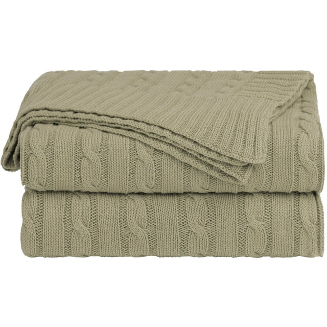 Unique Bargains Cotton Blanket Decorative Cable Knitted Throw Soft Knit Blankets