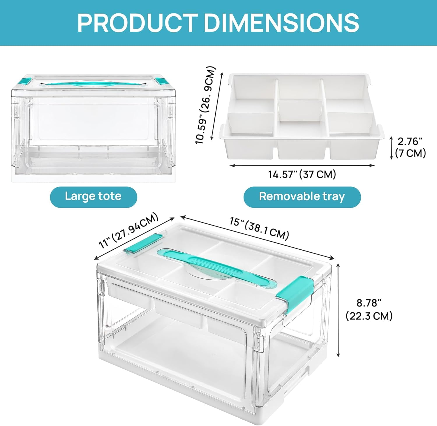 Clear Plastic Craft Organizers and Storage Box with Removable Trays and Dividers, 24 QT, Art Supply Organizers and Storage, Ideal Containers for Coloring Books, Craft Supplies