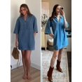 thumbnail image 5 of FL Womens Denim Shirt Dress Summer Collared V Neck Mini Casual Jean Dresses with Pockets, 5 of 5