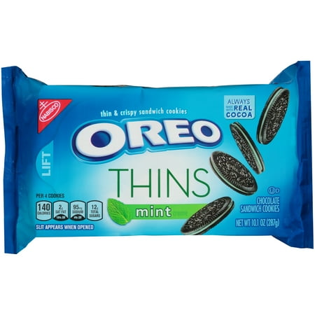 UPC 044000042608 product image for OREO Thins Chocolate Sandwich Cookies, Mint Flavored Creme, 1 Resealable 10.1 oz | upcitemdb.com