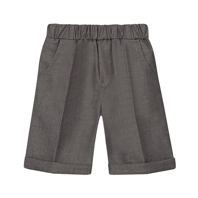 Uniformes Scolaires Garçons Shorts Chino Courts Extensibles à devant Plat Performance Pantalons Garçons Gris 120/5 Y-6 Y