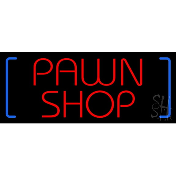 Red Pawn Shop LED Neon Sign 13 x 32 - inches, Black Square Cut Acrylic Backing, with Dimmer - Bright and Premium built indoor LED Neon Sign for Pawn store interior decor, and stroefront.