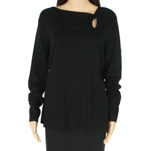 INC Womens Sweater Plus Twist-Front Cutout Pullover Black 4X