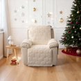 thumbnail image 4 of CJC Plush Recliner Chair Cover, Lazy Boy Chair Cover, Soft Washable Recliner Cover with Anti-Slip Elastic Straps, Pet-Friendly & Machine Washable, Off-white, 4 of 10
