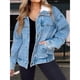 thumbnail image 5 of Chaqueta Vaquera Cálida para Mujer, Estilo Boyfriend, Tipo Camionero Azul L, 5 of 10