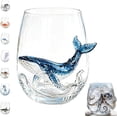 thumbnail image 3 of Artisanal Marine Animal Themed Glass Cup - 3D Artistic Ocean Theme Drinking Glass, 12 Oz Glass Tumbler, Coastal Home Summerween Decor Gift for Ocean Lovers (Dolphin), 3 of 8