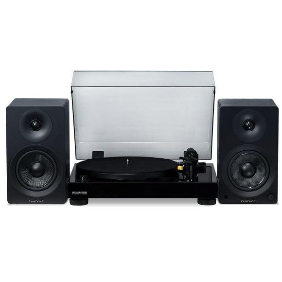 Fluance RT80 Classic High Fidelity Vinyl Turntable with Ai41 Powered 5" Stereo Bookshelf Speakers, Diamond Stylus, Belt Drive, Built-in Preamp, 90W Class D Amplifier, Bluetooth