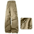 thumbnail image 2 of Under $10 Women Fleece Lined Cargo Pants Lightweight Hiking Pants with Pockets Windproof Waterproof Warm Winter Trousers, 2 of 9