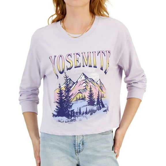 Rebellious One Womens Yosemite Graphic T-Shirt, Purple, Juniors, X-Small
