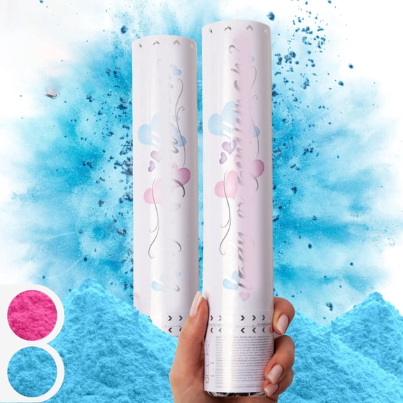 Dvjoy Gender Reveal Powder Cannon – 2 Pack, Blue, Safe Eco-friendly gender reveal decorations Party Smoke Powder
