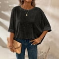 thumbnail image 2 of Womens Summer Shirts Plus Size Batwing Sleeve Versatile Neck Oversized Tshirts for Women Black 2XL, 2 of 7