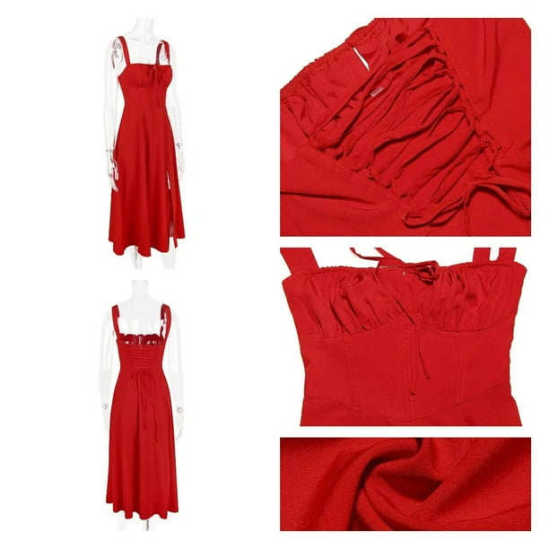 Floral Bustier Midriff Waist Shaper Dress Comfy Bustier Sundress Slim  Bodycon Elegant A-line Summer High Split Party Midi Dress - Walmart.ca