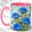 Pink, variant on Blue Rose Bouquet Accent Mug, 11oz Ceramic Coffee Cup for Rose Lovers