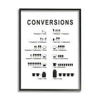 Stupell Industries Kitchen Conversions Informative Measurements Chart Diagram Graphic Art Black Framed Art Print Wall Art, Design by Lettered and Lined