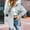 Gray, variant on Lilgiuy Women Fashion Casual Solid Color Buttons Tops Turndown Collar Long Sleeve Hoodless Casual Outwear for New Year Valentine's Day
