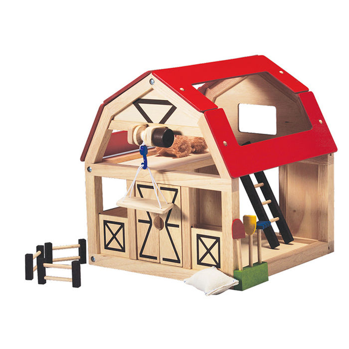 Recycled Wood 10Piece Barn Playset with Removable Ladder and