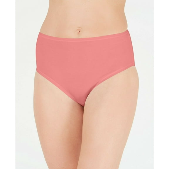 Charter Club Women's Supima Cotton High Rise Brief Hi-Waist Underwear Panty Orange Coral Lining L