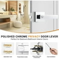 thumbnail image 4 of Square Privacy Door Levers Keyless Chrome Door Handle Indoor Door Handles Interior Bed/Bath Door Lever Handleset Reversible for Left Right Sided Doors, 4 of 7