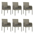 thumbnail image 2 of vidaXL 7 Piece Garden Dining Set with Cushions Grey Poly Rattan, 2 of 5