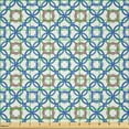 thumbnail image 2 of Ambesonne Quatrefoil Fabric by the Yard Microfiber, Delft Blue, 1 Yard, Pale Brown Blue White, 2 of 2