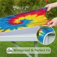 thumbnail image 6 of Colorful Rainbow Tie Dye Spiral Pattern Square Fitted Tablecloth with Elastic Edge,Square Table Cover,Washable Elastic Table Cover for Home Kitchen Party Decor 36"x36", 6 of 6