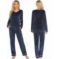 thumbnail image 3 of Ekouaer Couples Matching Pajamas Sets Velvet PJs Set for Men and Women Velour Long Sleeve Sleepwear, 3 of 5