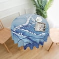 thumbnail image 2 of Blue Marble Tablecloth Round 60 Inch Modern White Blue Marble Table Cover Waterproof Polyester Marble Cover Table Kitchen Table Cloth Cover Anti-Slip Table Cover for Home Dinning Tabletop Decor, 2 of 5