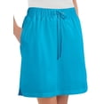 thumbnail image 1 of Falda pantalón de punto de algodón con cordón y cintura elástica para mujer de Collections Etc - Ropa informal de verano, turquesa, talla mediana, 1 of 4