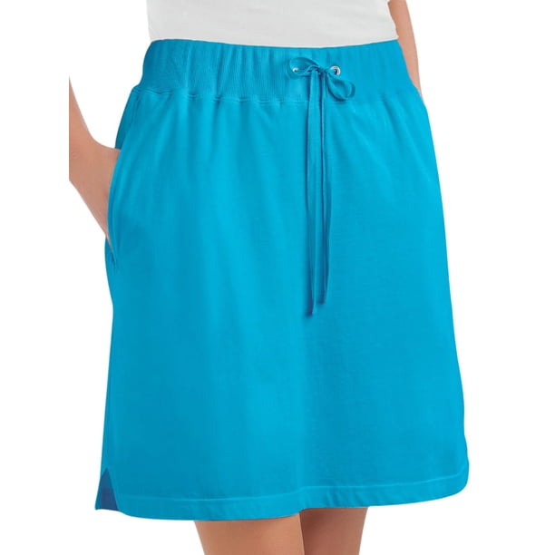 Falda pantalón de punto de algodón con cordón y cintura elástica para mujer de Collections Etc - Ropa informal de verano, turquesa, talla mediana