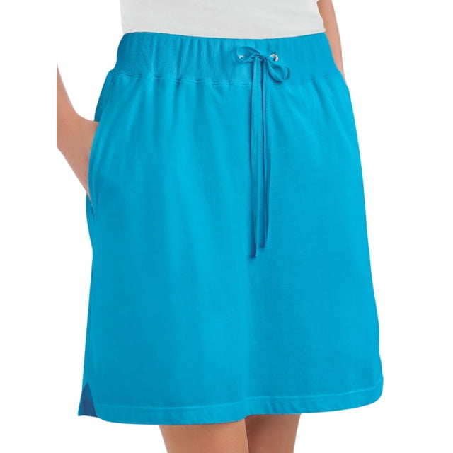 Falda pantalón de punto de algodón con cordón y cintura elástica para mujer de Collections Etc - Ropa informal de verano, turquesa, talla mediana
