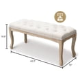 thumbnail image 2 of French Vintage Tufted Bedroom Bench with Carved Wood Legs, 43.3-Inch Linen Upholstered Entryway Ottoman for Living Room, Beige, 2 of 11