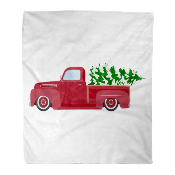 HATIART Throw Blanket 50x60 Inches Retro Vintage Red Car Christmas Tree