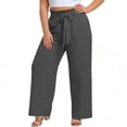 thumbnail image 3 of cocolona Womens Summer Casual Loose Plus Size Pants Elastic Waist Straight Wide Leg Vacation Lounge Trousers with Pockets, 3 of 5