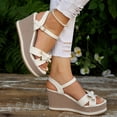 thumbnail image 4 of Women Sandal Womens Oofos Womans Sandles Women's Fashion Casual Wrap-Around Buckle Summer Style Fashion Casual Color Matching Trend Eye-Catching Thick Bottom Wedge Heel Sandals White, 4 of 8