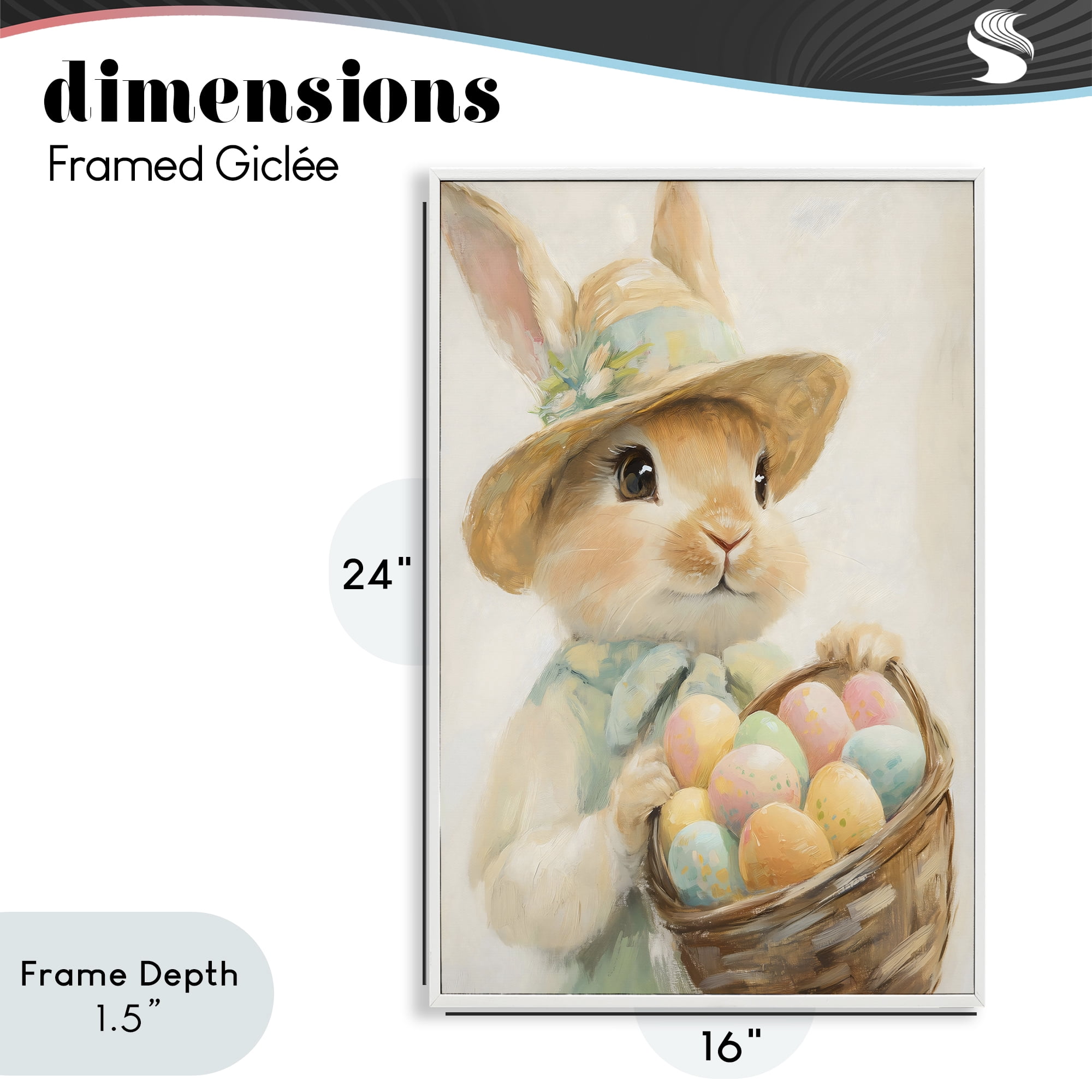 Stupell Industries Easter Egg Basket Rabbit White Framed Giclee Art, design by The Prints Vibe