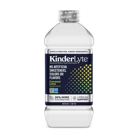UPC: 0850001805056 | KinderLyte Advanced Hydration Electrolyte Solution Coconut Lime 33.8 fl oz Bottle