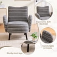 thumbnail image 6 of S-HOME Modern Style Armchair in Boucle Fabric with Side Storage Pocket and Solid Wood Legs for Living Room Office Reading Chair, Dark Gray, 6 of 16