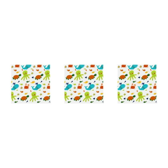 Guardoinrt Tapis de Chaise Haute Tapis de Jeu Antidérapant Tapis Pliant Doux Imperméable Enfants Intérieur Extérieur Tapis de Maison Monde Marin 110*110cm 3Set