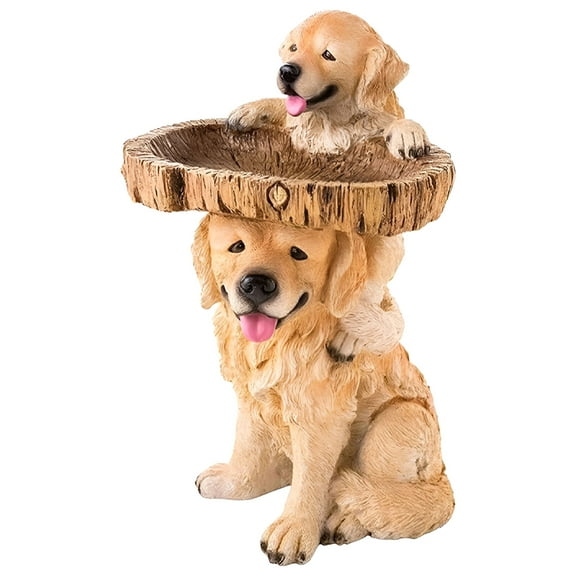 ACDANC Resin Dog Birdbath Polyresin Antique Garden Bird Bath For Home Garden Yard