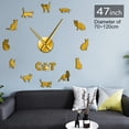 thumbnail image 3 of Frameless Sphynx Cat Artwork Handmade 3D DIY Wall Clock Unique Animal Home Wall Decor Clock Watch Quartz Acrylic Mirror Sticker(Gold,47inch), 3 of 9