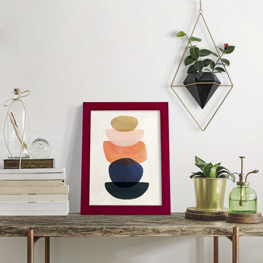 Mod Pods II -Framed Print w/glass-Cherry Red