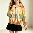 thumbnail image 4 of Spazoro Girls Full Zip Hoodie with Pockets, Hooded Tie Dye Long Sleeve Stretchy Lightweight Casual Sweatshirt Jacket Green Size 5-6, 4 of 6