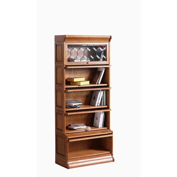Crafters and Weavers Arts and Crafts 5-Stack Wood Barrister Bookcase in Cherry