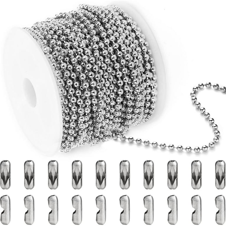  50-Pack Dog Tag Chain Ball Chain Necklace Bulk, Beaded